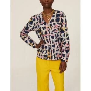 BUSAYO COLLECTIVE Multicolor Abstract Two Tone Button-Up Shirt Size XS